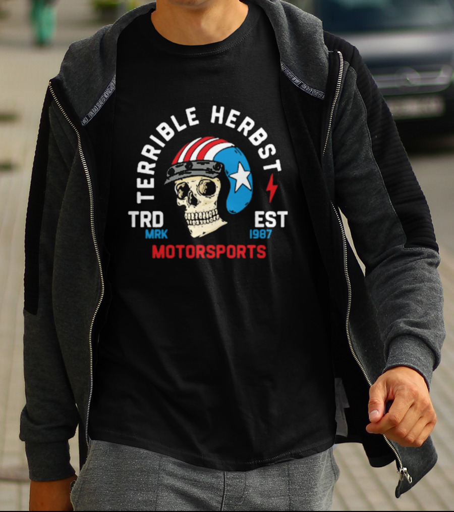 Terrible Herbst Motorsports TRD Mark EST 1987 Skull Helmet Star T-Shirt