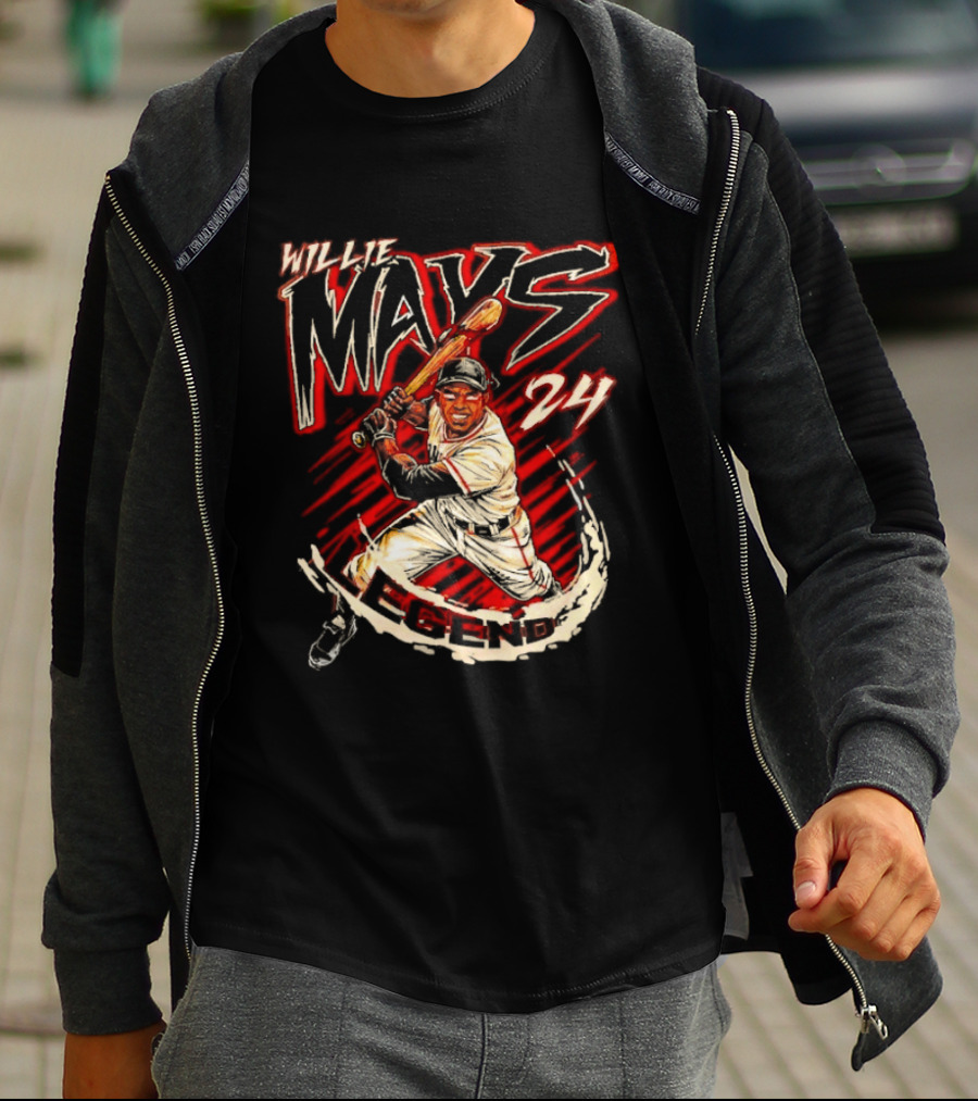 Willie Mays 24 San Francisco Giants Planet Euphoria Player Baseball T-Shirt