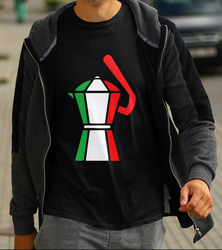 Italy Coffee Pot Italian Flag Colors White T-Shirt