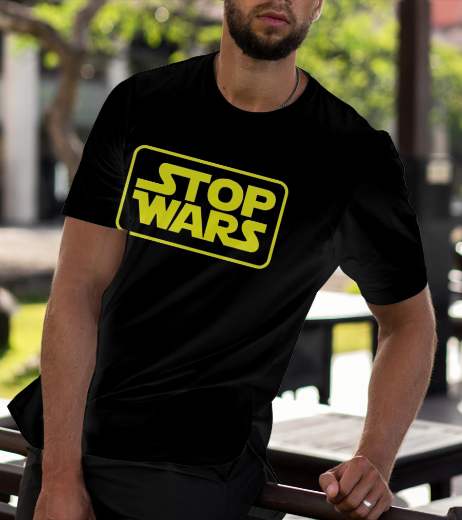 Stop Wars Yellow Text Block T-Shirt