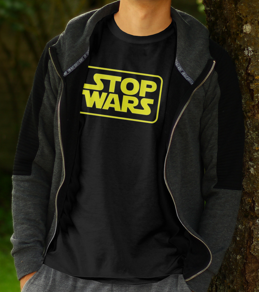 Stop Wars Yellow Text Block T-Shirt