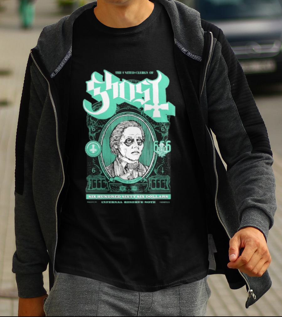 Ghost Six Hundred Sixty Six Dollars Papa Emeritus Spirit Bank Note T-Shirt