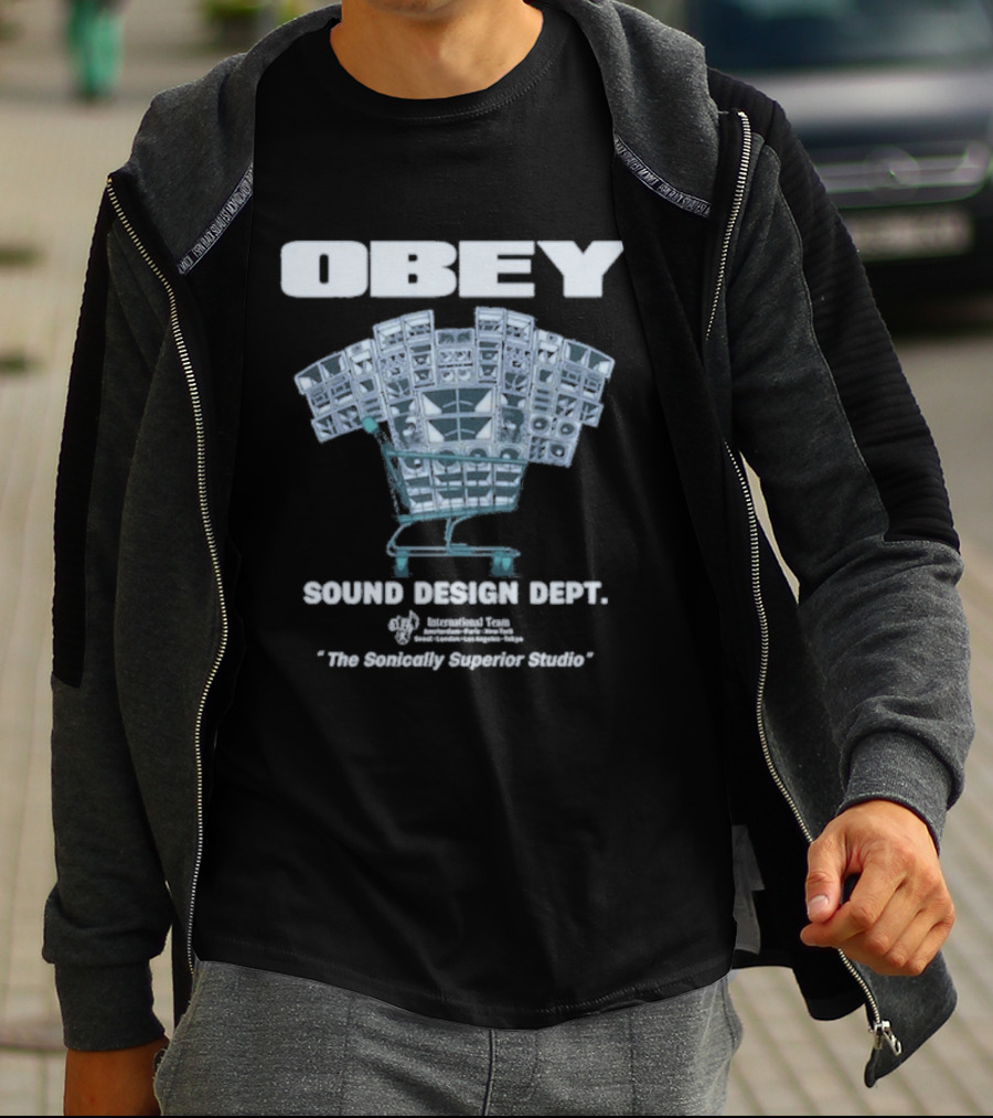 Obey Sound Waves Department Music Shopping Cart Revolution T-Shirt