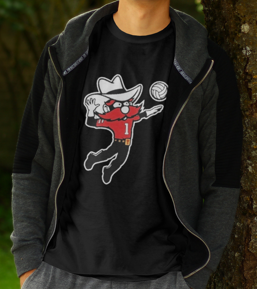 Raider Red Playing Volleyball Action T-Shirt