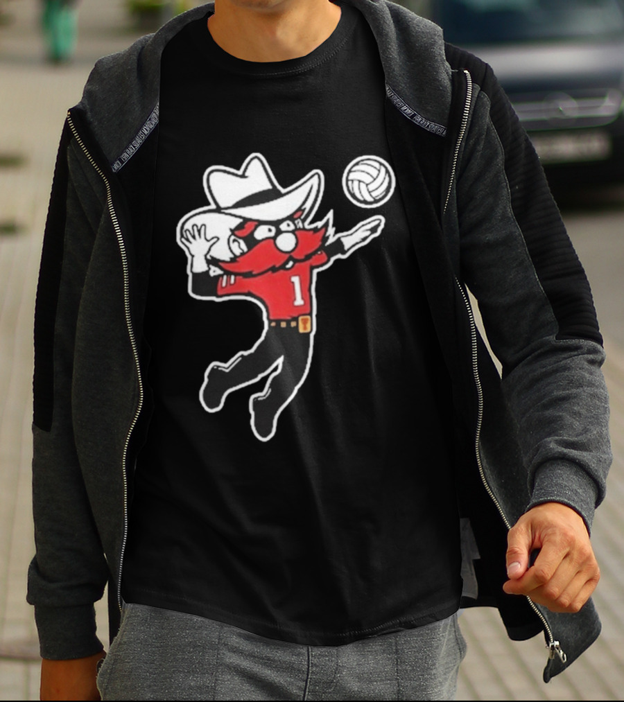 Raider Red Playing Volleyball Action T-Shirt