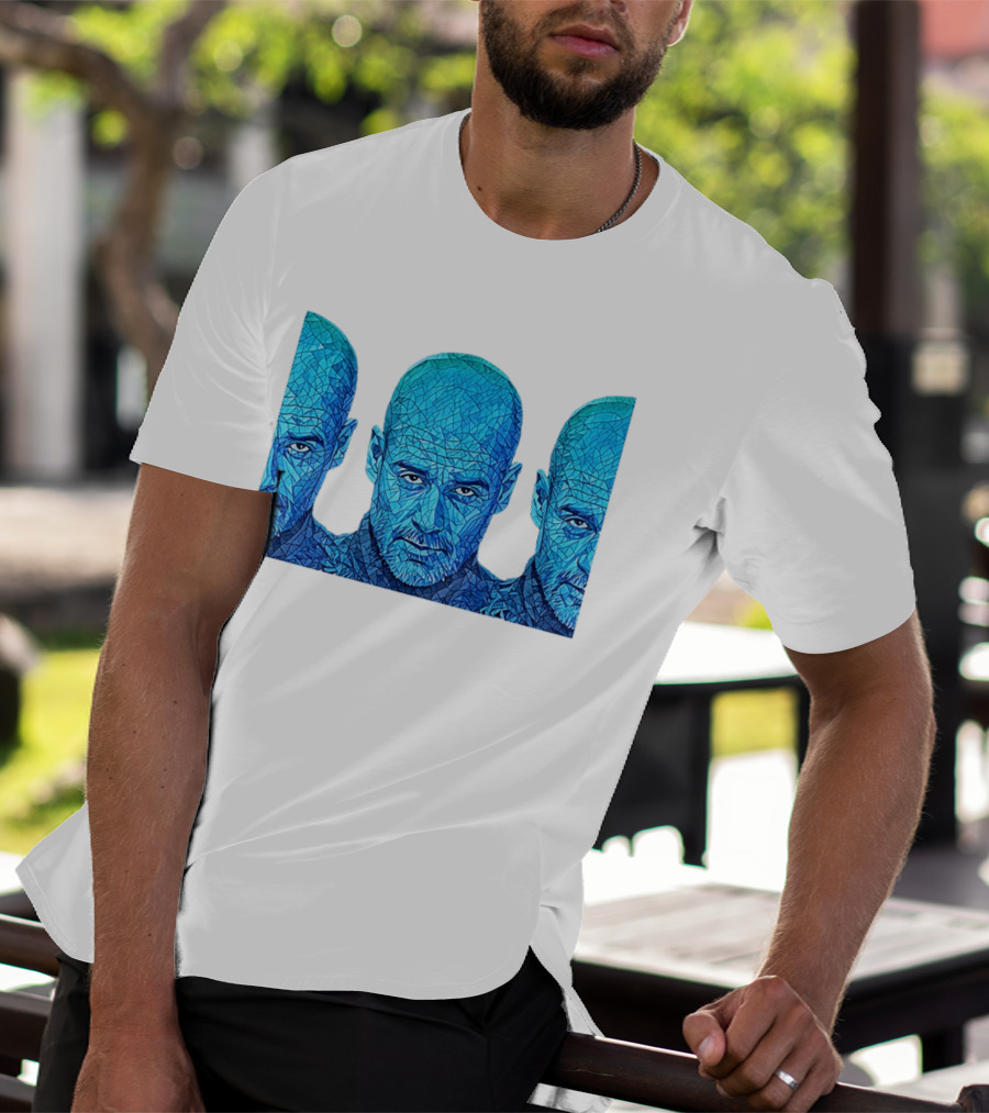 Manchester City FC Pep Guardiola Mosaic Style Blue T-Shirt