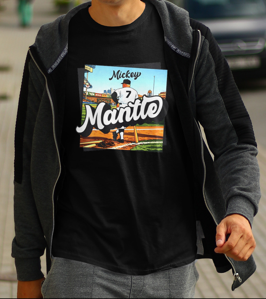 Mickey Mantle New York Yankees Baseball Stadium Number 7 T-Shirt