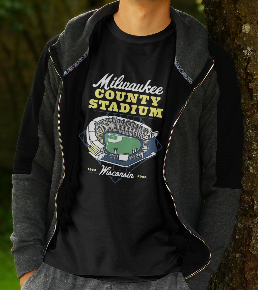 Milwaukee County Stadium Wisconsin 1953 2000 Baseball Memories T-Shirt