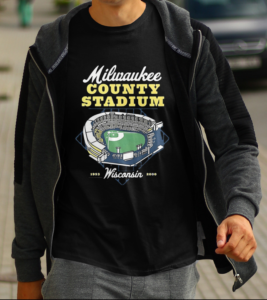 Milwaukee County Stadium Wisconsin 1953 2000 Baseball Memories T-Shirt
