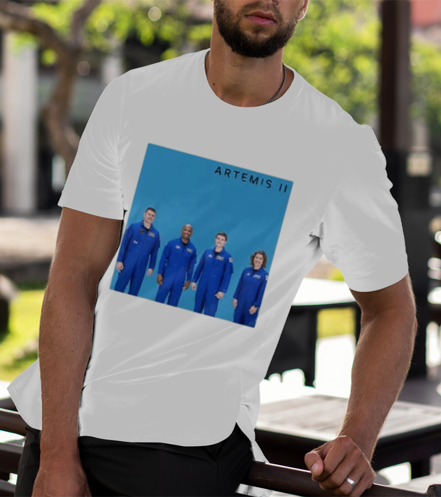 NASA Artemis II Crew Astronauts In Blue Flight Suits Mission Patch T-Shirt