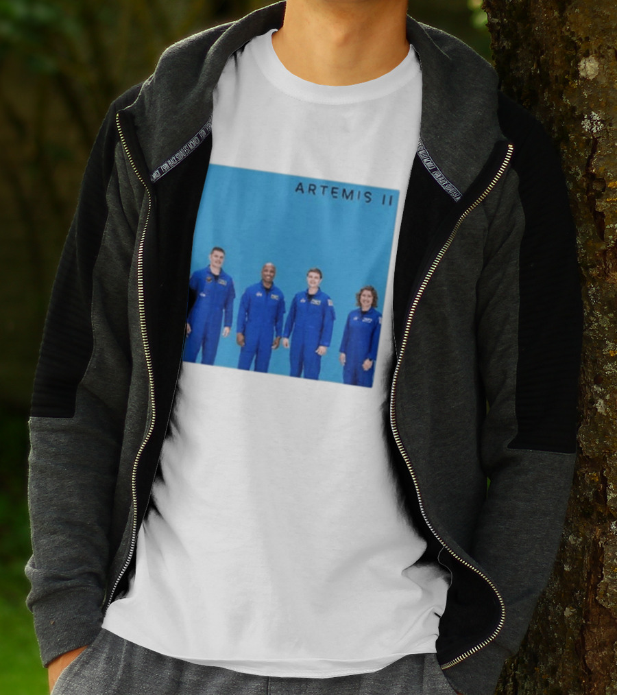 NASA Artemis II Crew Astronauts In Blue Flight Suits Mission Patch T-Shirt