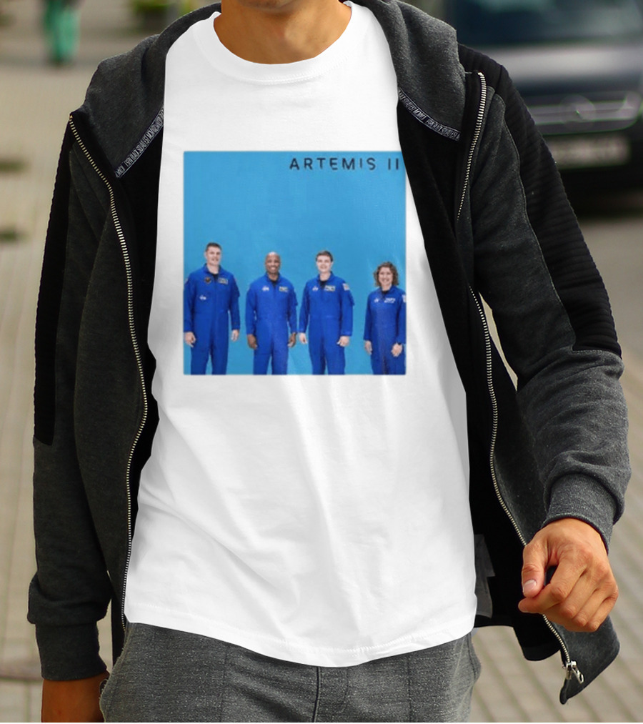 NASA Artemis II Crew Astronauts In Blue Flight Suits Mission Patch T-Shirt
