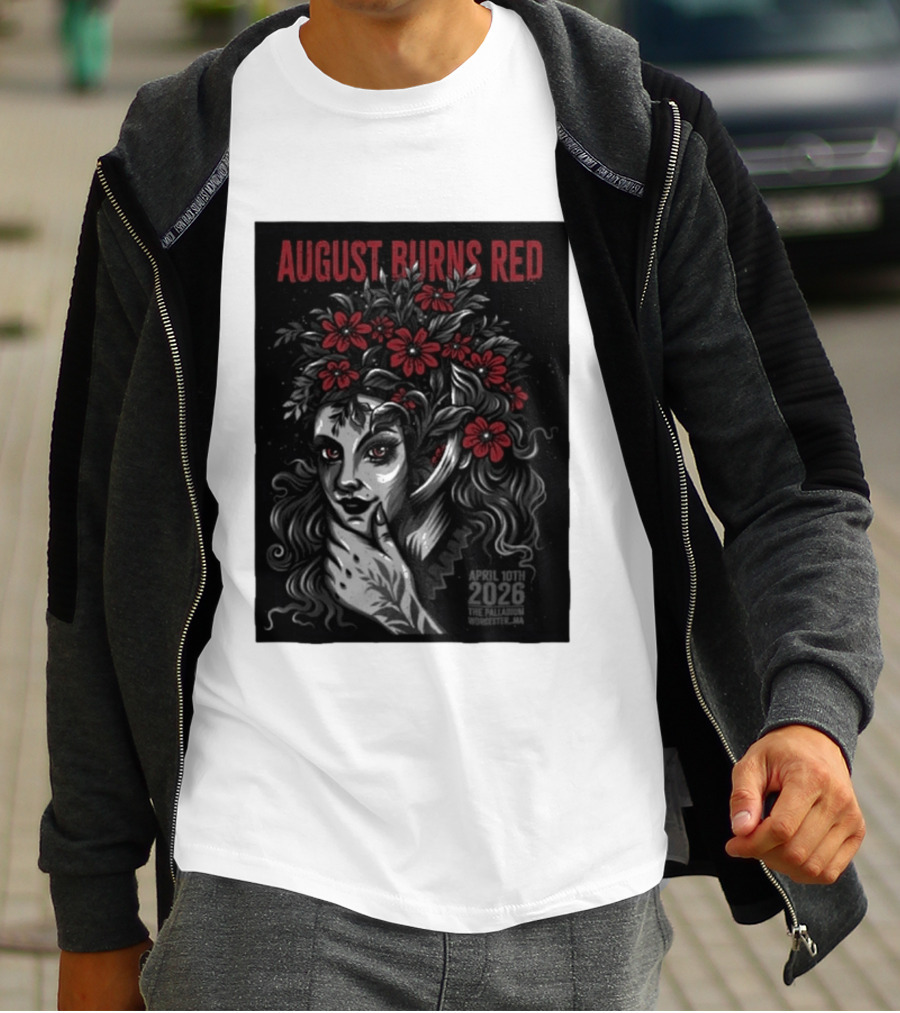August Burns Red Concert April 10 2026 The Palladium Worcester MA Floral Headpiece T-Shirt