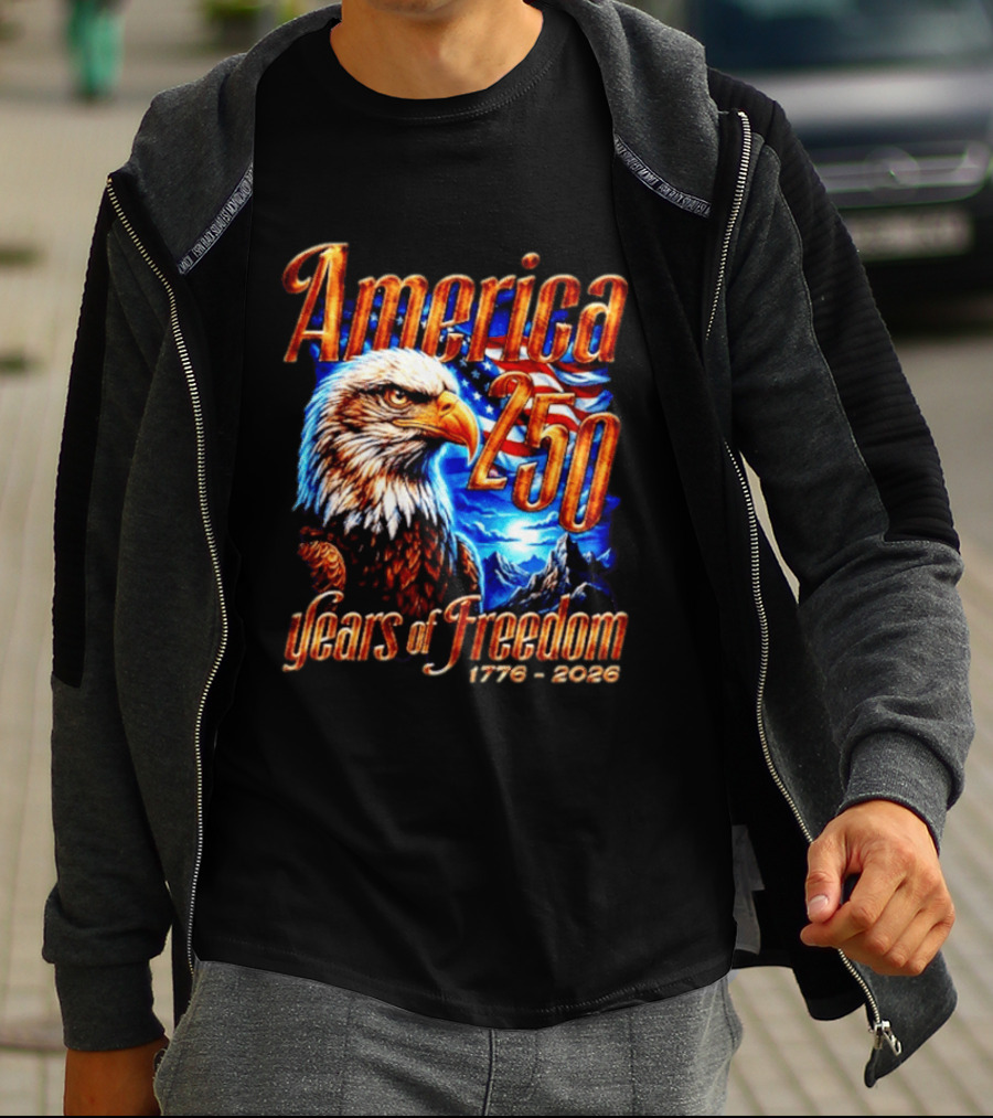 America 250 Years Of Freedom 1776 2026 Eagle Flag T-Shirt