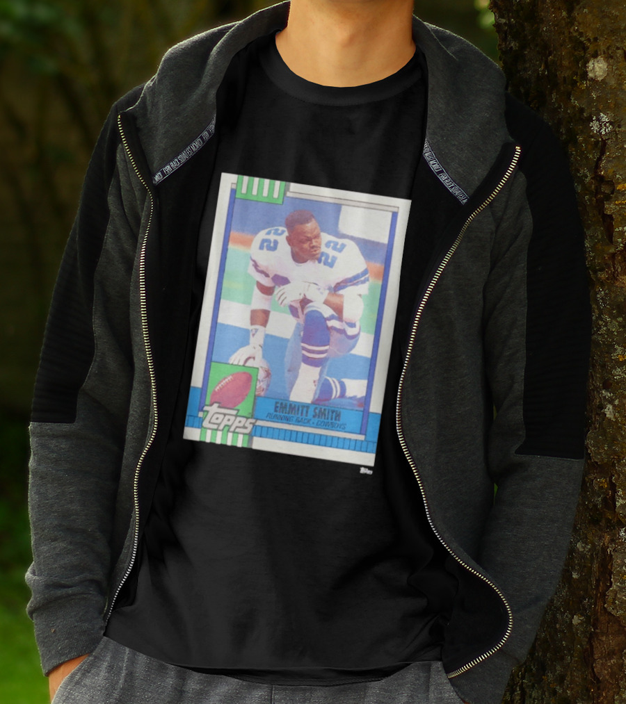 Emmitt Smith Topps Trading Card Running Back Cowboys Football Player T-Shirt