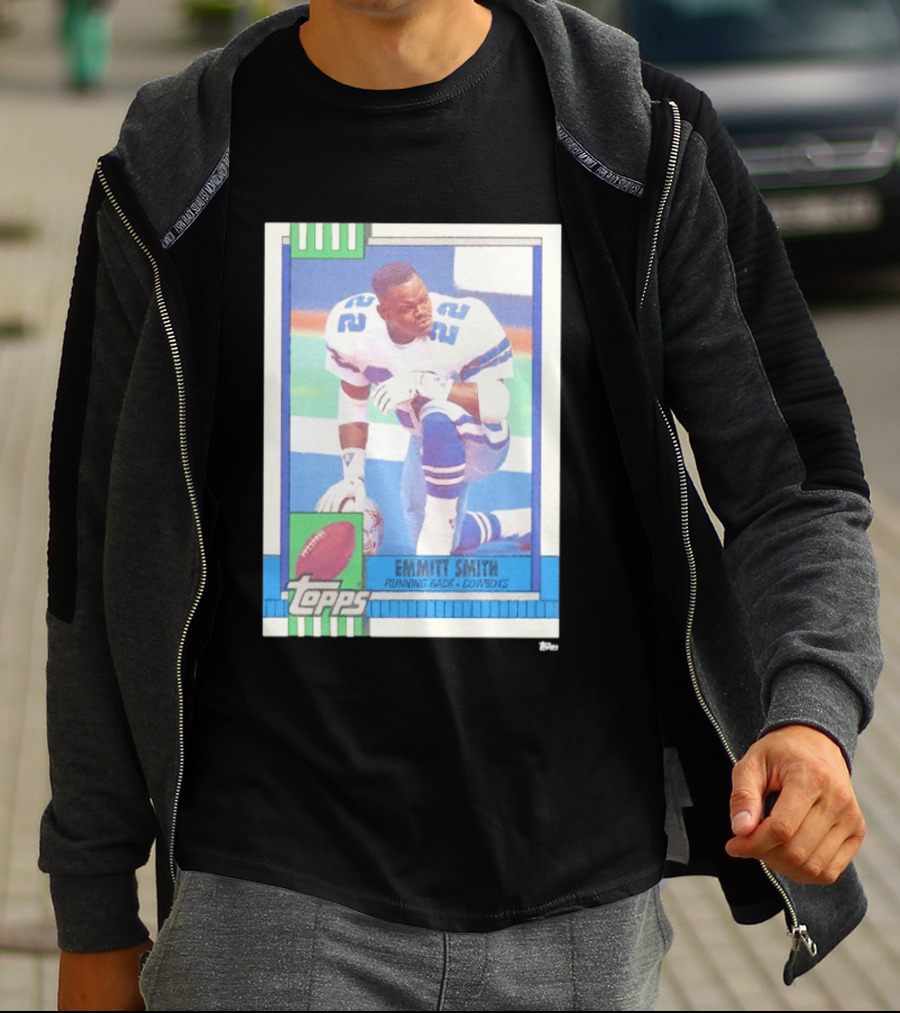 Emmitt Smith Topps Trading Card Running Back Cowboys Football Player T-Shirt