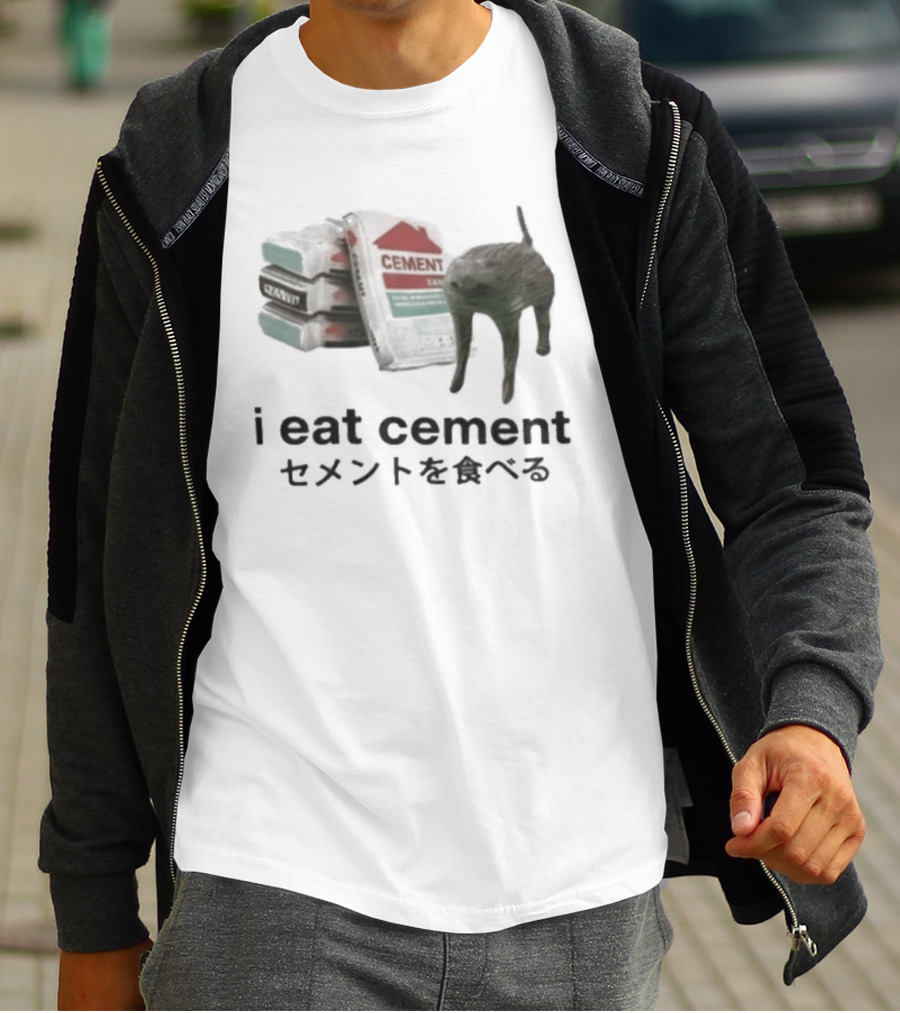 I Eat Cement Cat Meme T-Shirt