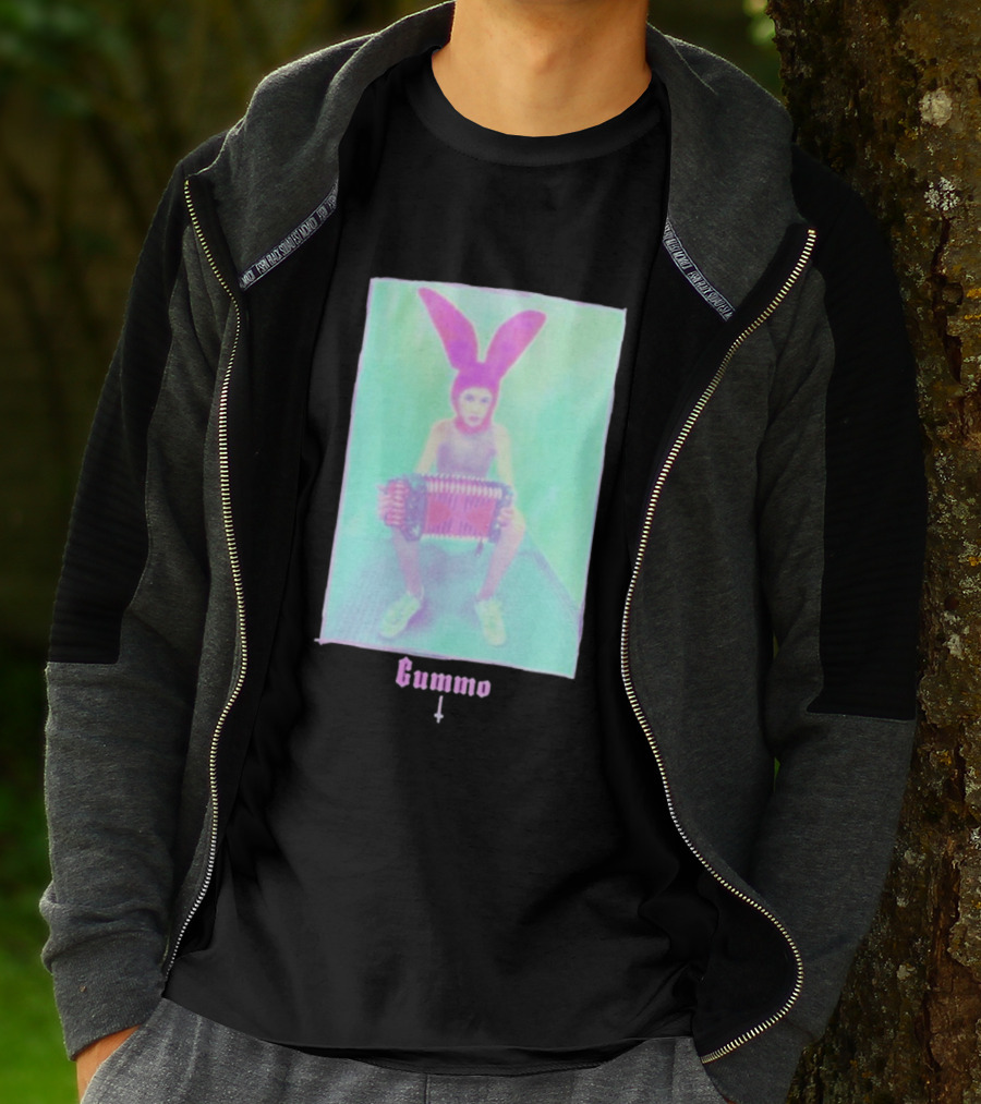 Gummo Bunny With Accordion And Pink Ears T-Shirt