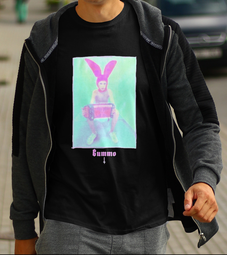 Gummo Bunny With Accordion And Pink Ears T-Shirt