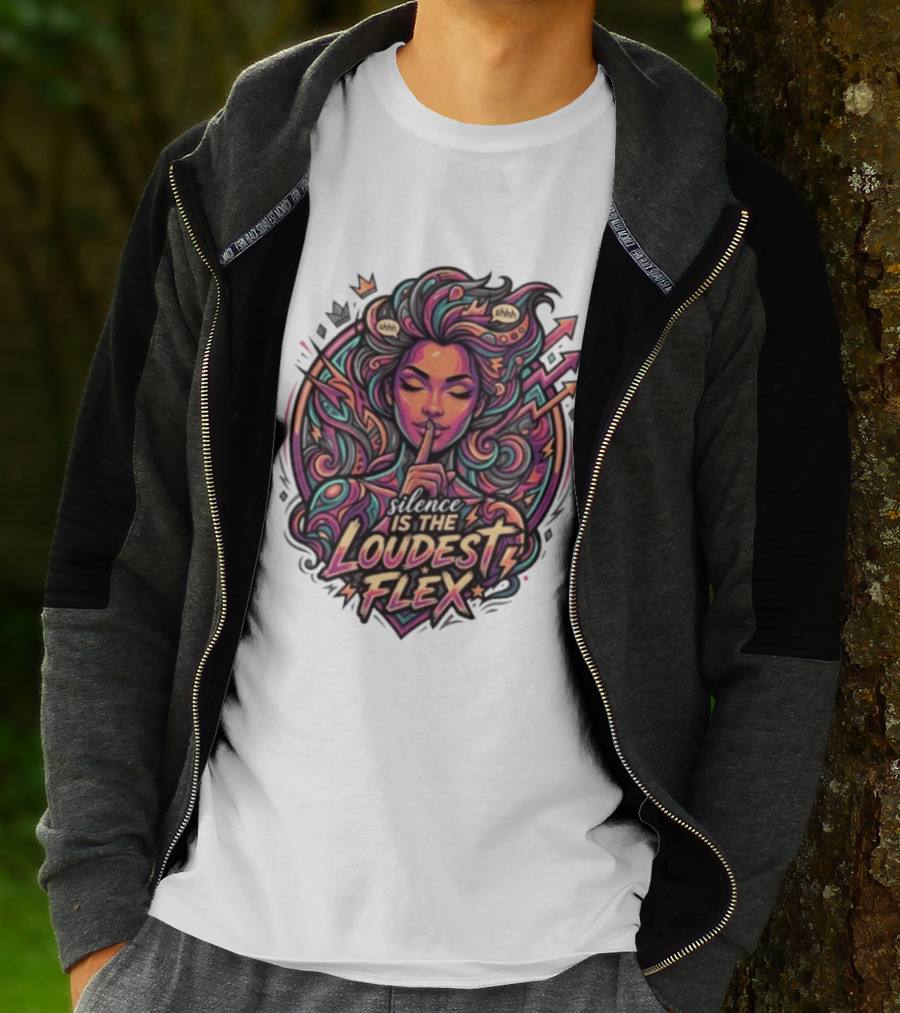 Shhh Silence Is The Loudest Flex Zen Art Nouveau Aesthetic T-Shirt