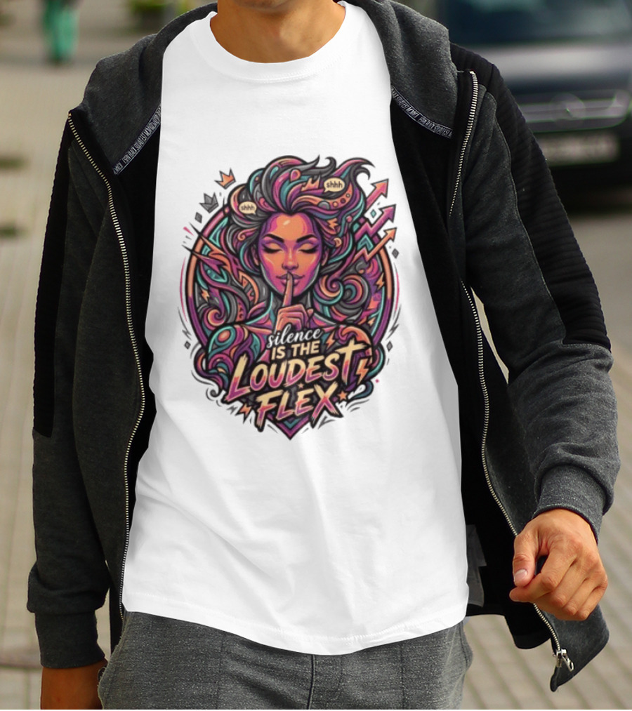 Shhh Silence Is The Loudest Flex Zen Art Nouveau Aesthetic T-Shirt