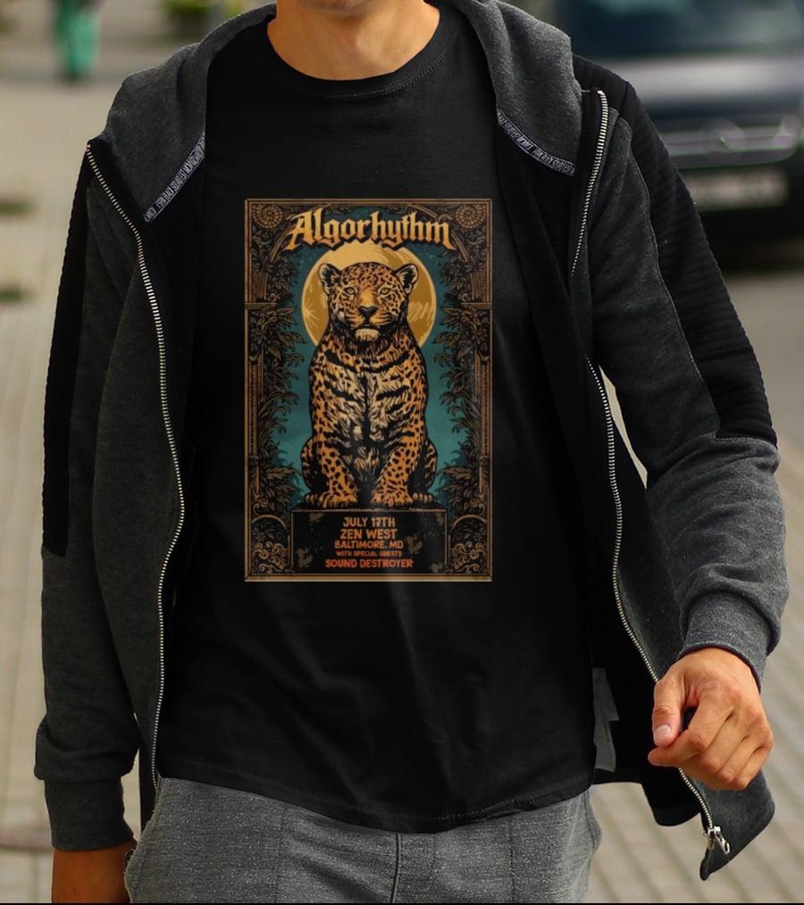 Algorhythm July 17th Zen West Baltimore MD Sound Destroyer Jaguar T-Shirt