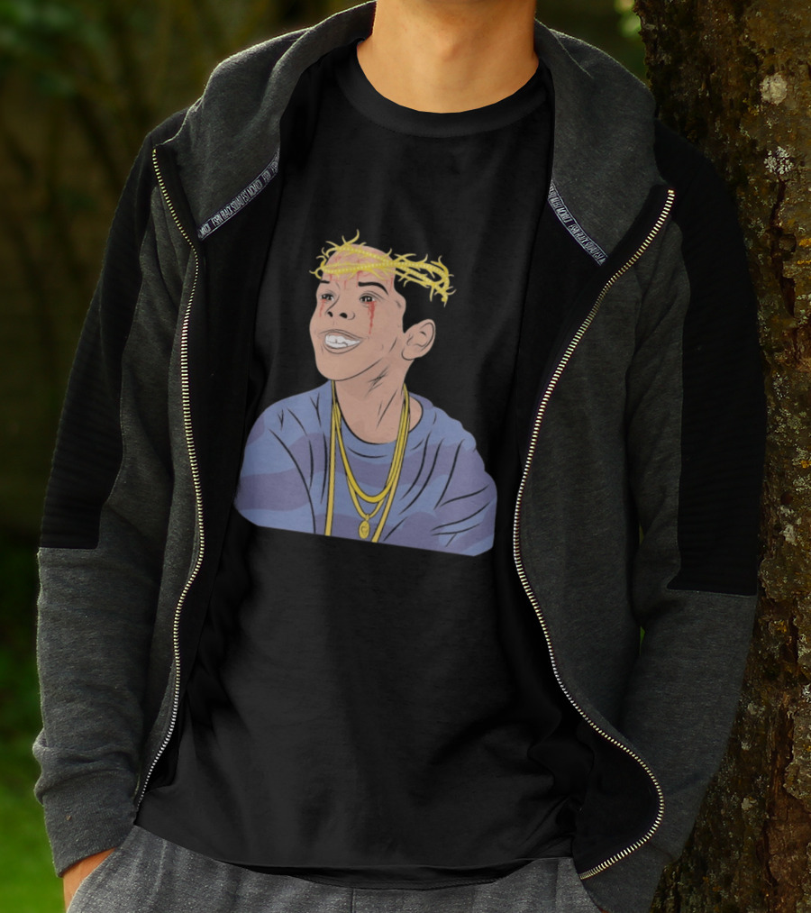 Flygod 10 Year Anniversary Unique Graphic With Golden Crown And Tearful Smile T-Shirt