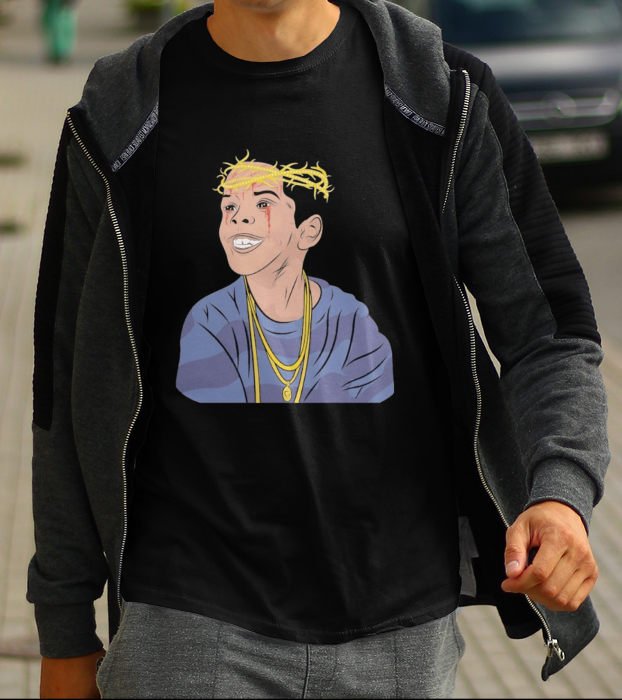 Flygod 10 Year Anniversary Unique Graphic With Golden Crown And Tearful Smile T-Shirt