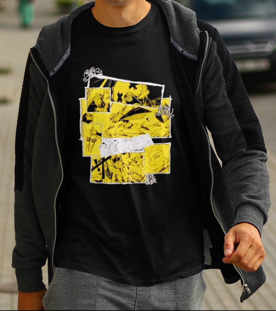 Gachiakuta Enjin Manga Panel Collage Yellow And Black Comic T-Shirt