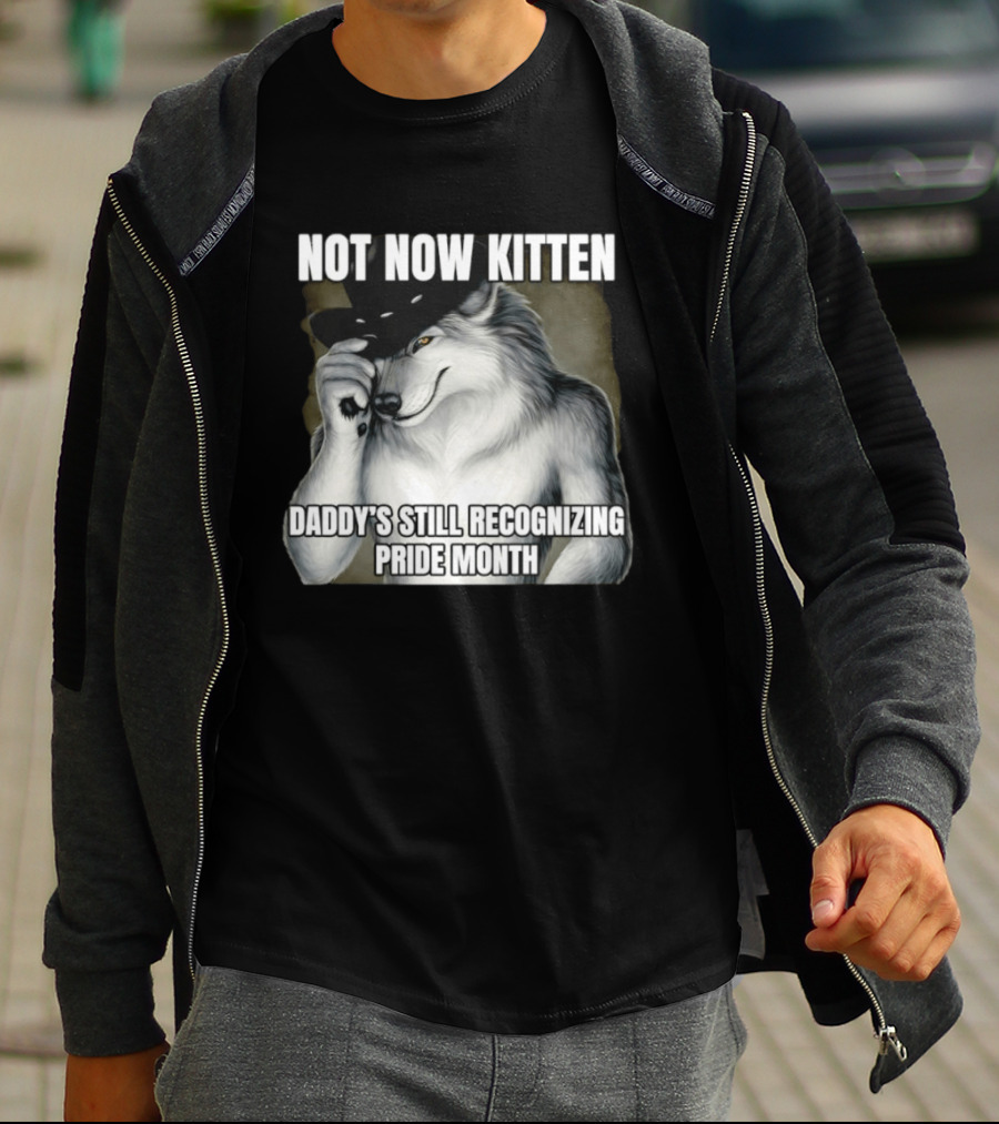 Not Now Kitten Daddy's Still Recognizing Pride Month Wolf T-Shirt