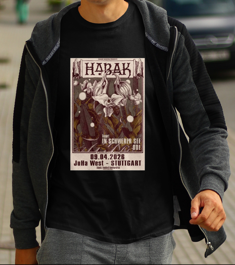 Swamp Booking Presents Habak European Tour 2026 JuHa West Stuttgart Apr 9 In Schwerer See Ode Support T-Shirt