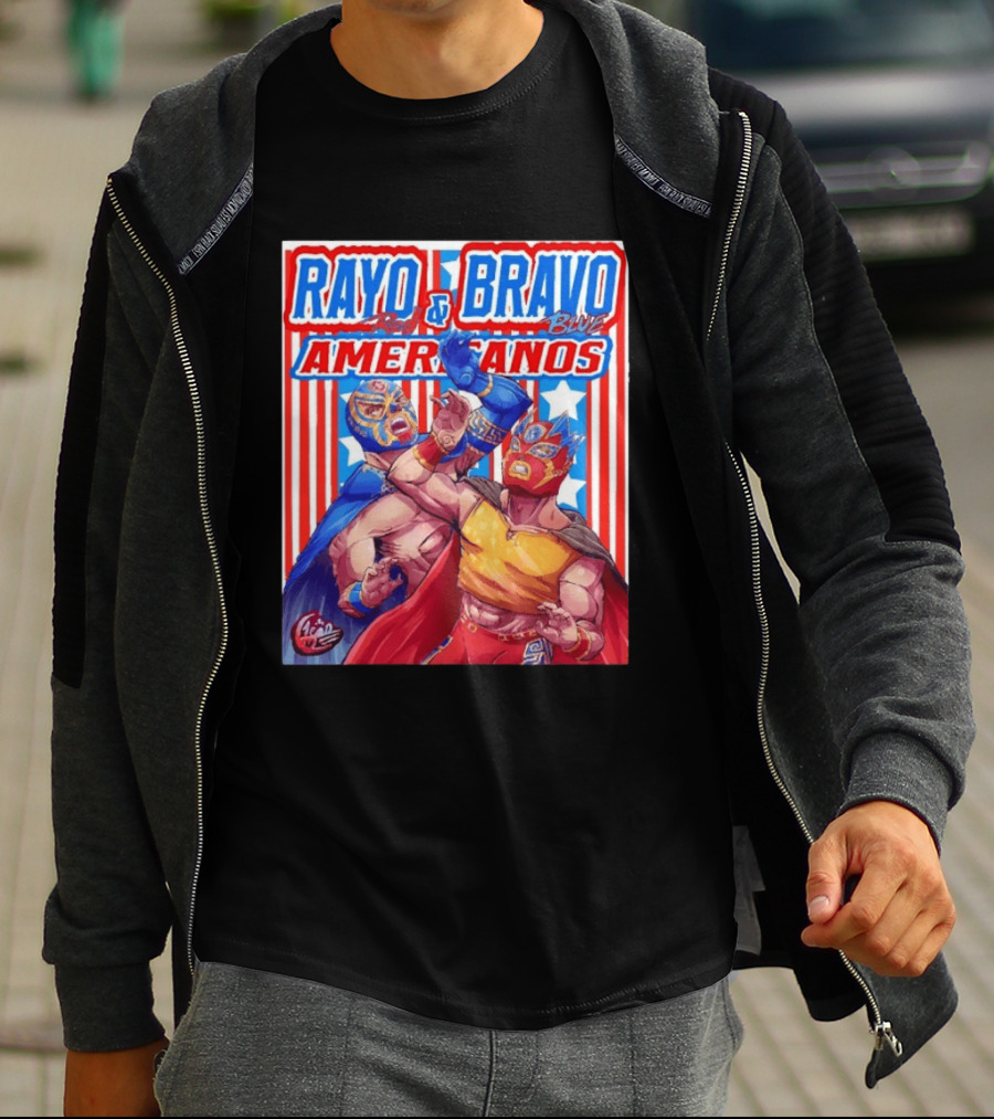 Rayo And Bravo Red Blue Americanos Wrestling Fan Favorite T-Shirt