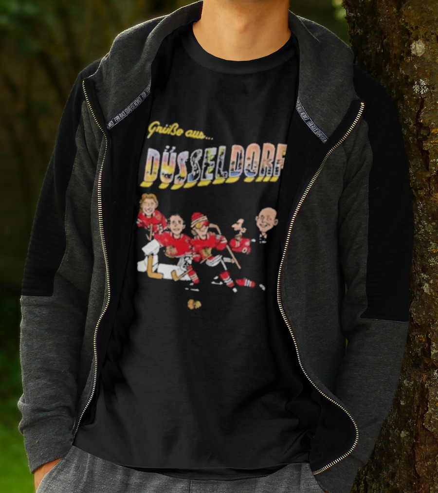 Grüße Aus Düsseldorf Chicago Blackhawks Classic Ice Hockey Scene T-Shirt