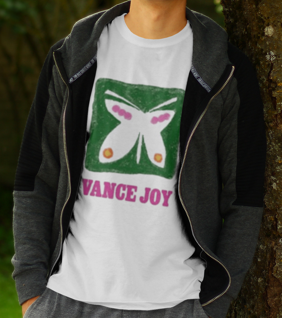 Vance Joy Butterfly Green Pink White T-Shirt
