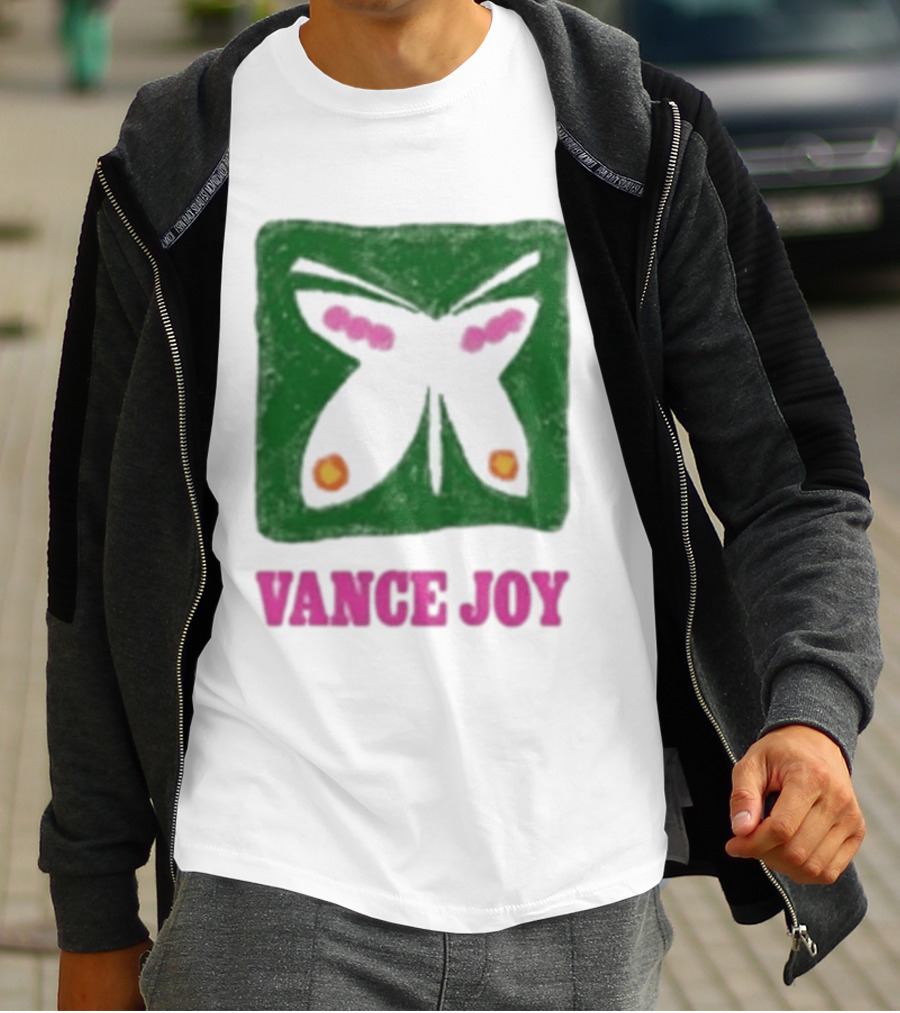Vance Joy Butterfly Green Pink White T-Shirt