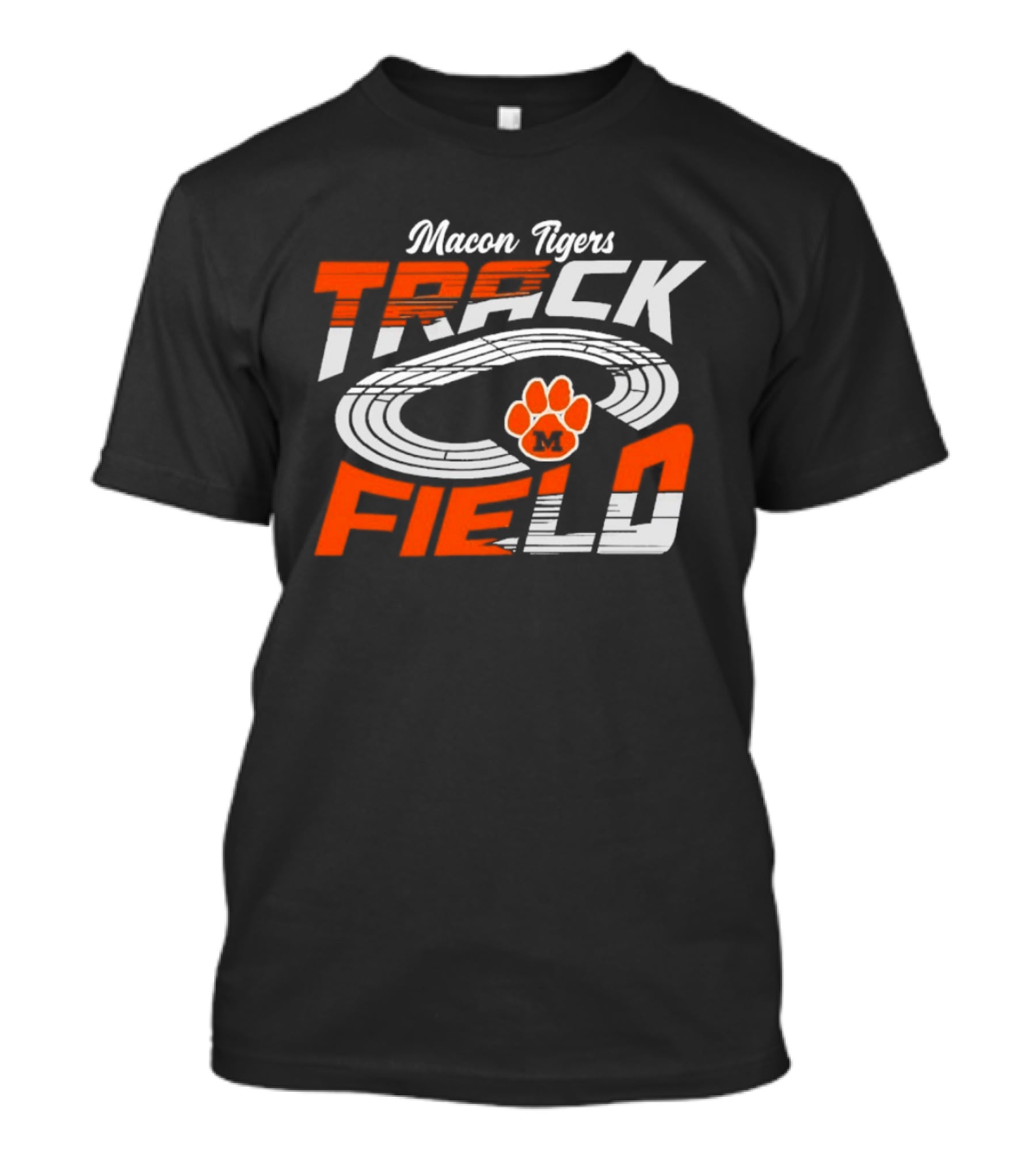 Macon Tigers Track And Field With Orange Paw Print T-Shirt