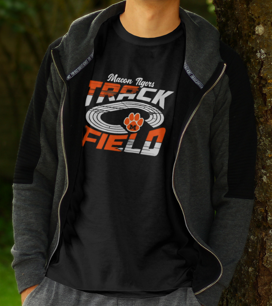 Macon Tigers Track And Field With Orange Paw Print T-Shirt
