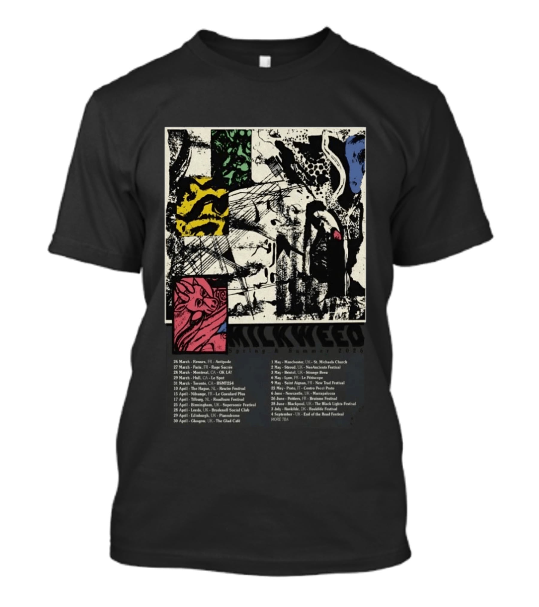 Milkweed Spring Summer Tour 2026 Rennes Paris Montpellier Stroud Bristol 28 March 29 June T-Shirt