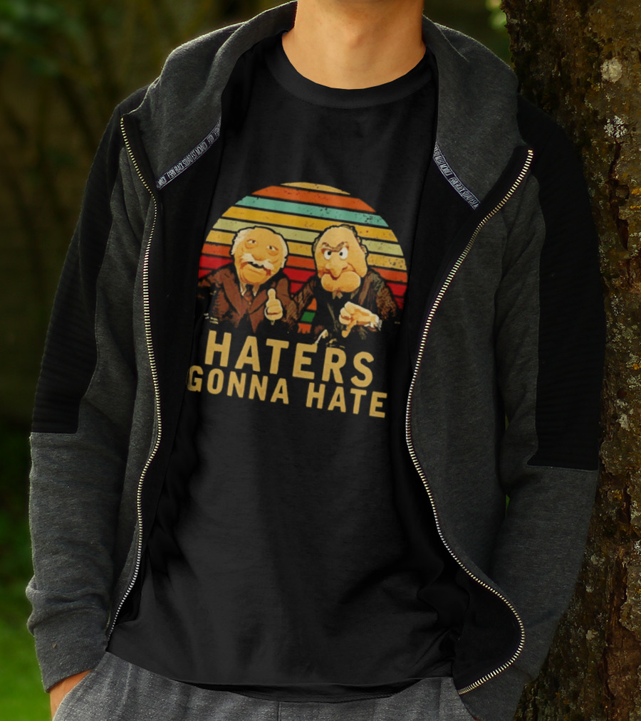 Statler And Waldorf Haters Gonna Hate Vintage Sunset Stripes T-Shirt