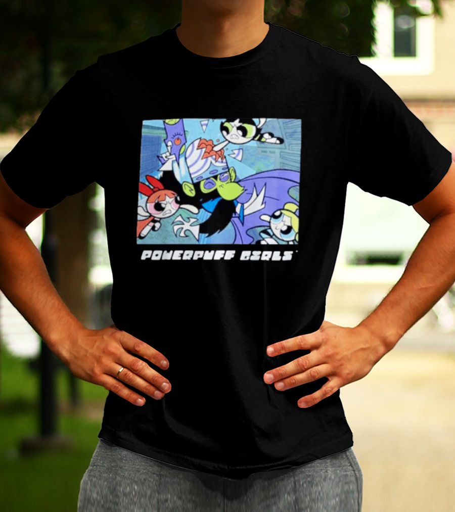 Powerpuff Girls Mojo Jojo Battle Scene Panel T-Shirt