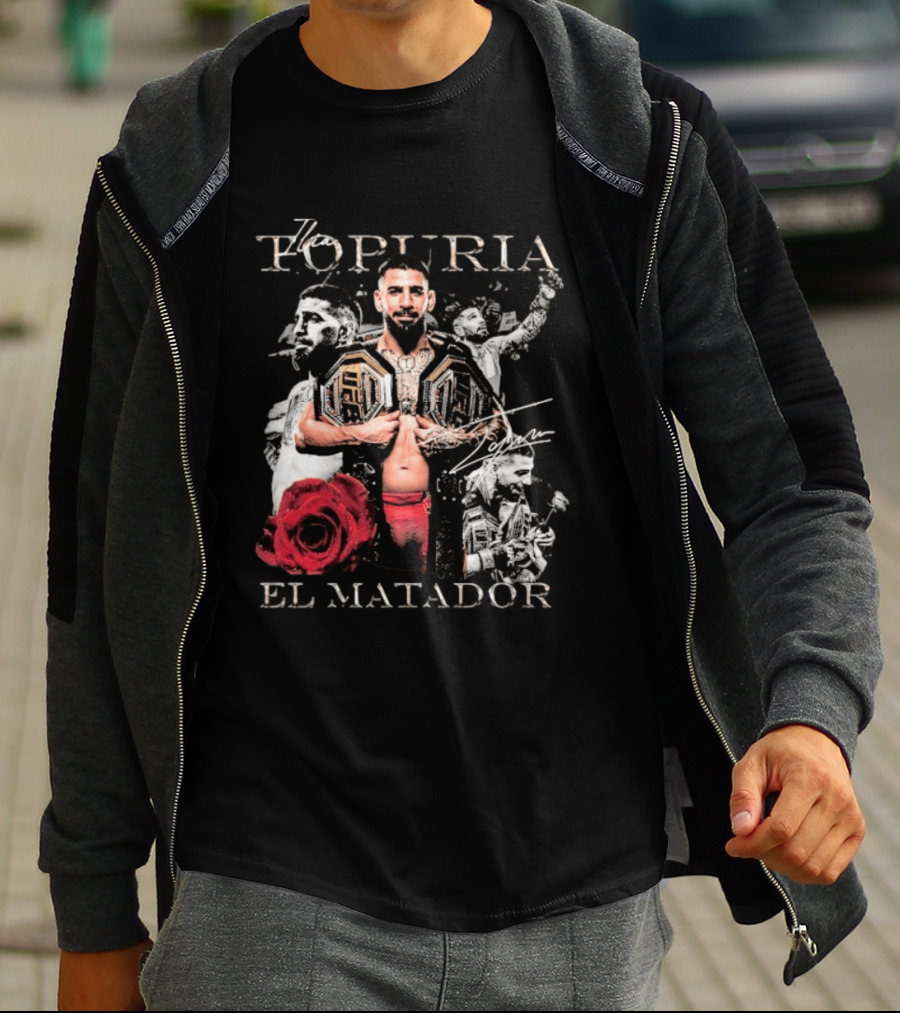 Topuria El Matador Ilia UFC Fighter With Championship Belt Concept T-Shirt
