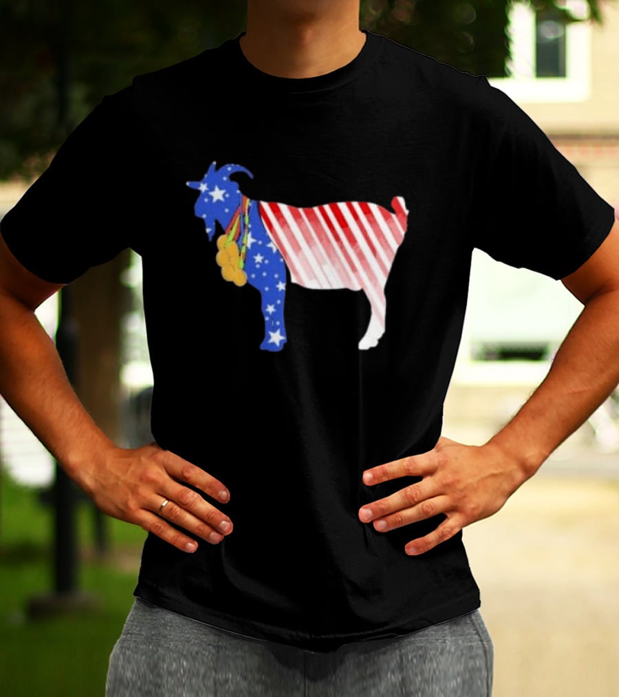 USA GOAT Stars Stripes Olympic Medals T-Shirt