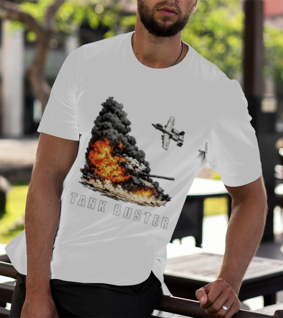 Tank Buster Explosion Fighter Plane Attack T-Shirt