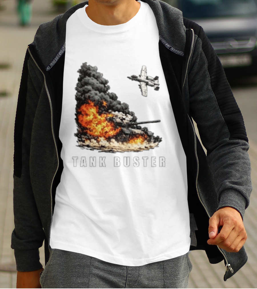Tank Buster Explosion Fighter Plane Attack T-Shirt