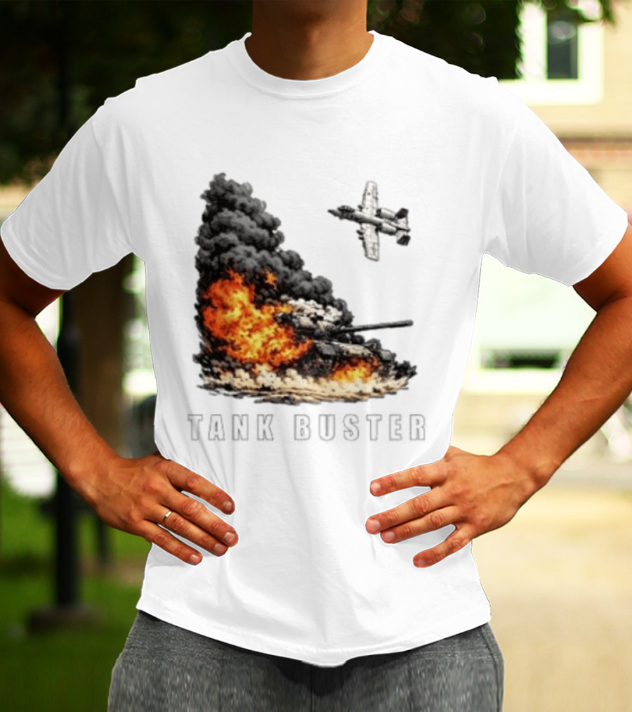 Tank Buster Explosion Fighter Plane Attack T-Shirt