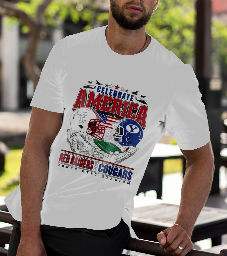 Celebrate America Game Day 2025 Texas Tech Red Raiders Vs Brigham Young Cougars Jones AT&T Stadium T-Shirt