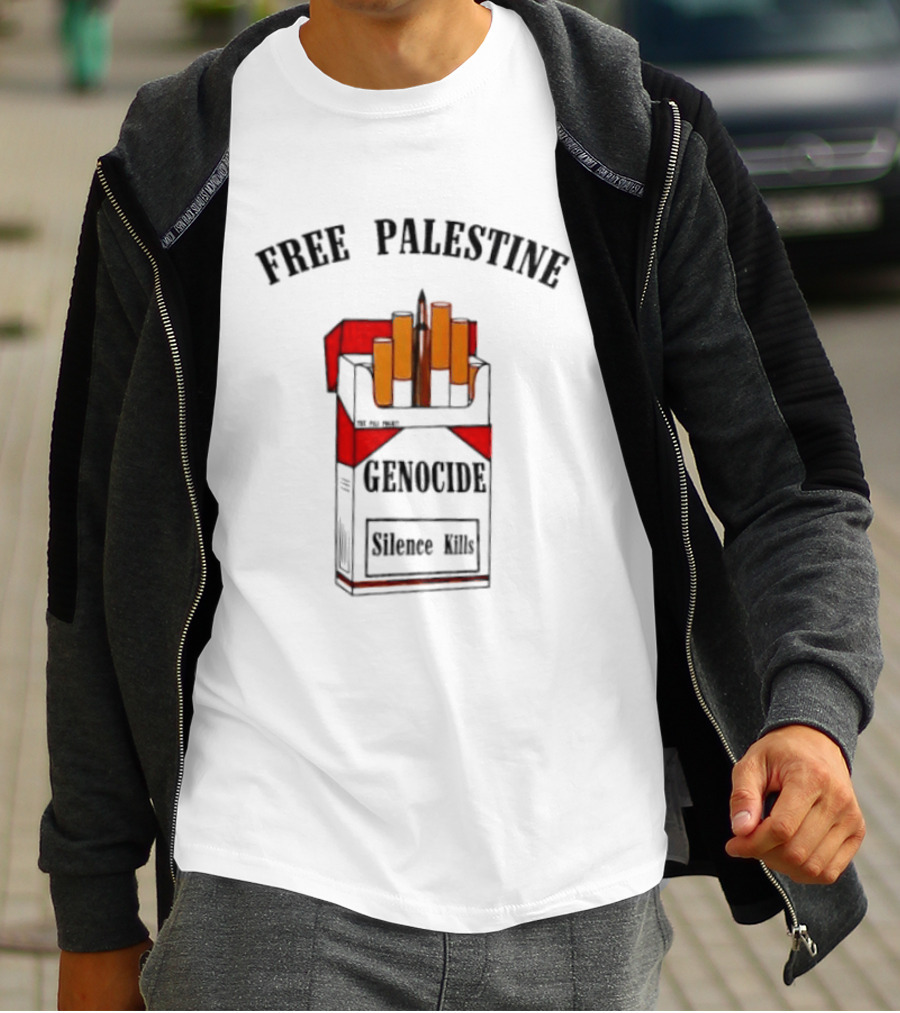 Free Palestine Genocide Silence Kills Cigarette Pack T-Shirt