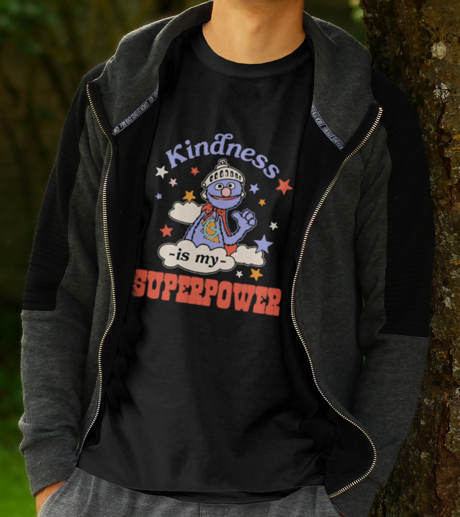 Kindness Is My Superpower Grover Colorful Stars And Clouds T-Shirt