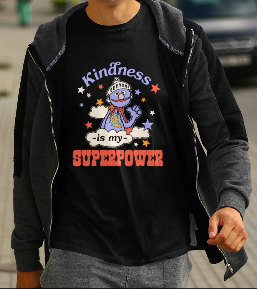 Kindness Is My Superpower Grover Colorful Stars And Clouds T-Shirt
