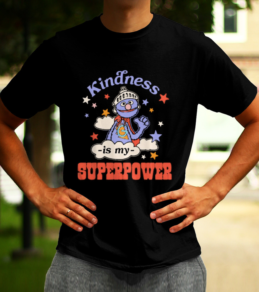 Kindness Is My Superpower Grover Colorful Stars And Clouds T-Shirt